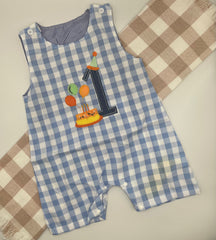 "One" Blue Party Romper