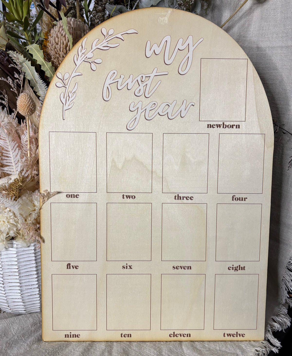 My First Year Wooden Milestone Photo Frame | White
