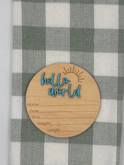 Baby Plaque | Hello World Blue
