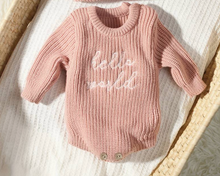 Hello World Onesie | Blush Pink